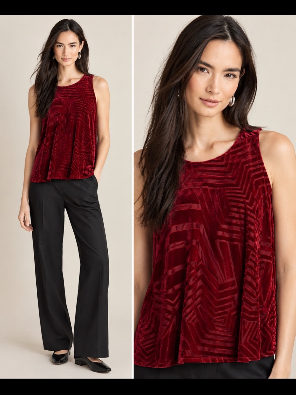 Anthropologie Sundays In Brooklyn Red Velvet Sleeveless Tank Top